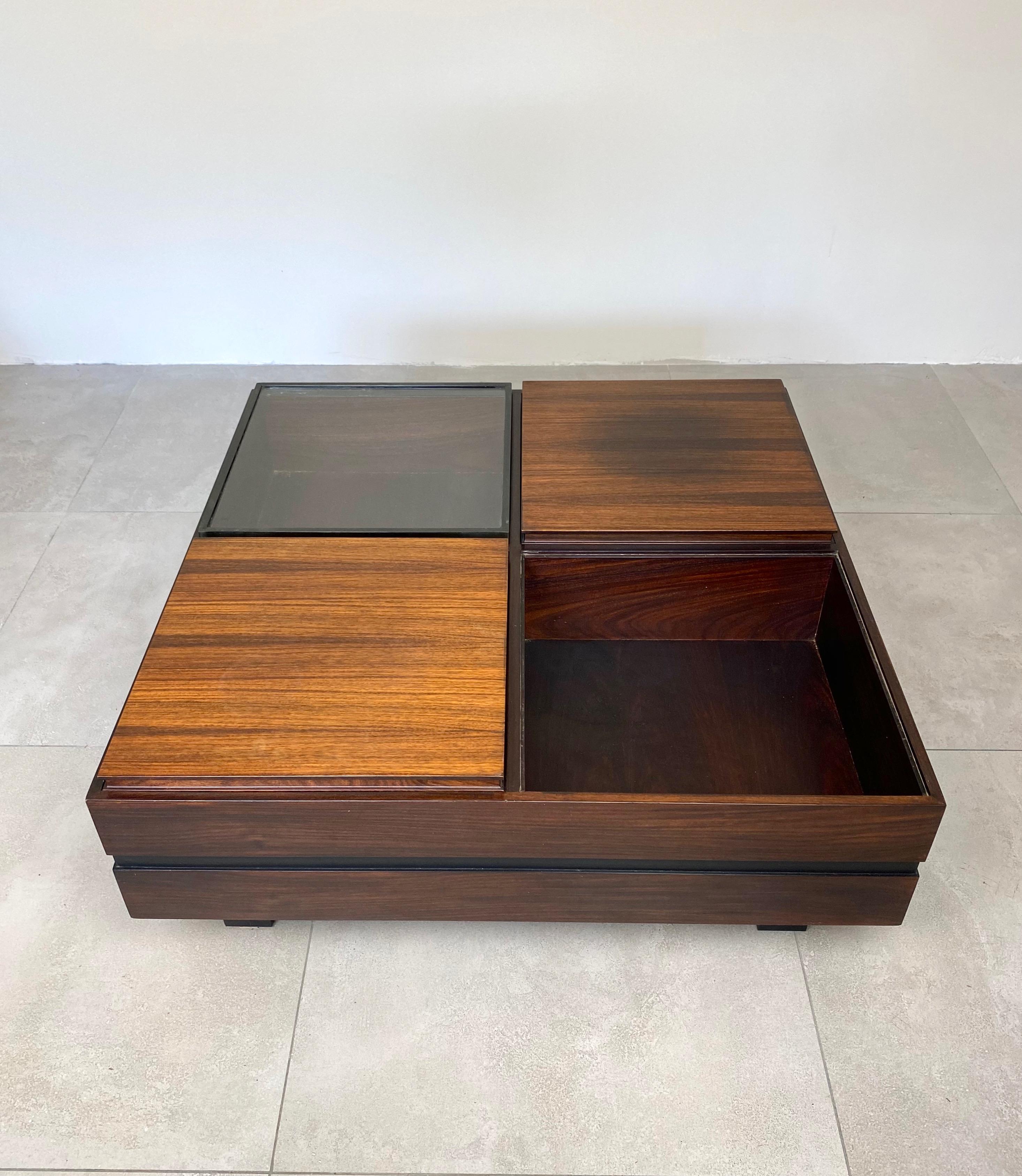 Mid-Century Modern Table basse modulaire carrée Luigi Sormani en bois, Italie, années 1960 en vente