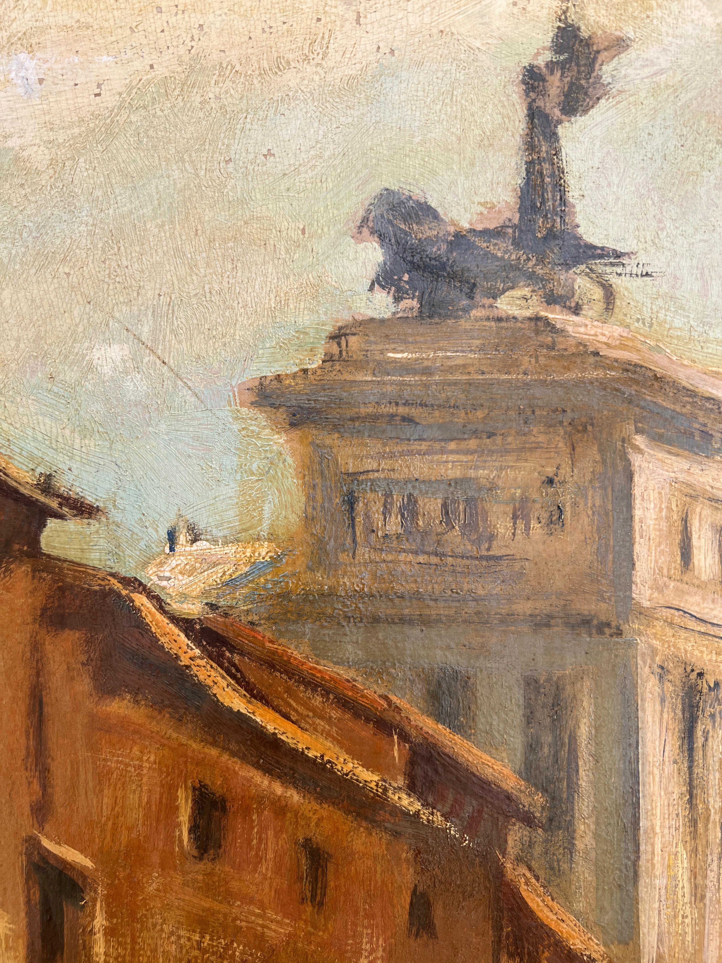 La Chiesa dell'Ara Coeli, Roma - Landscape Painting Marrone di Luigi Surdi