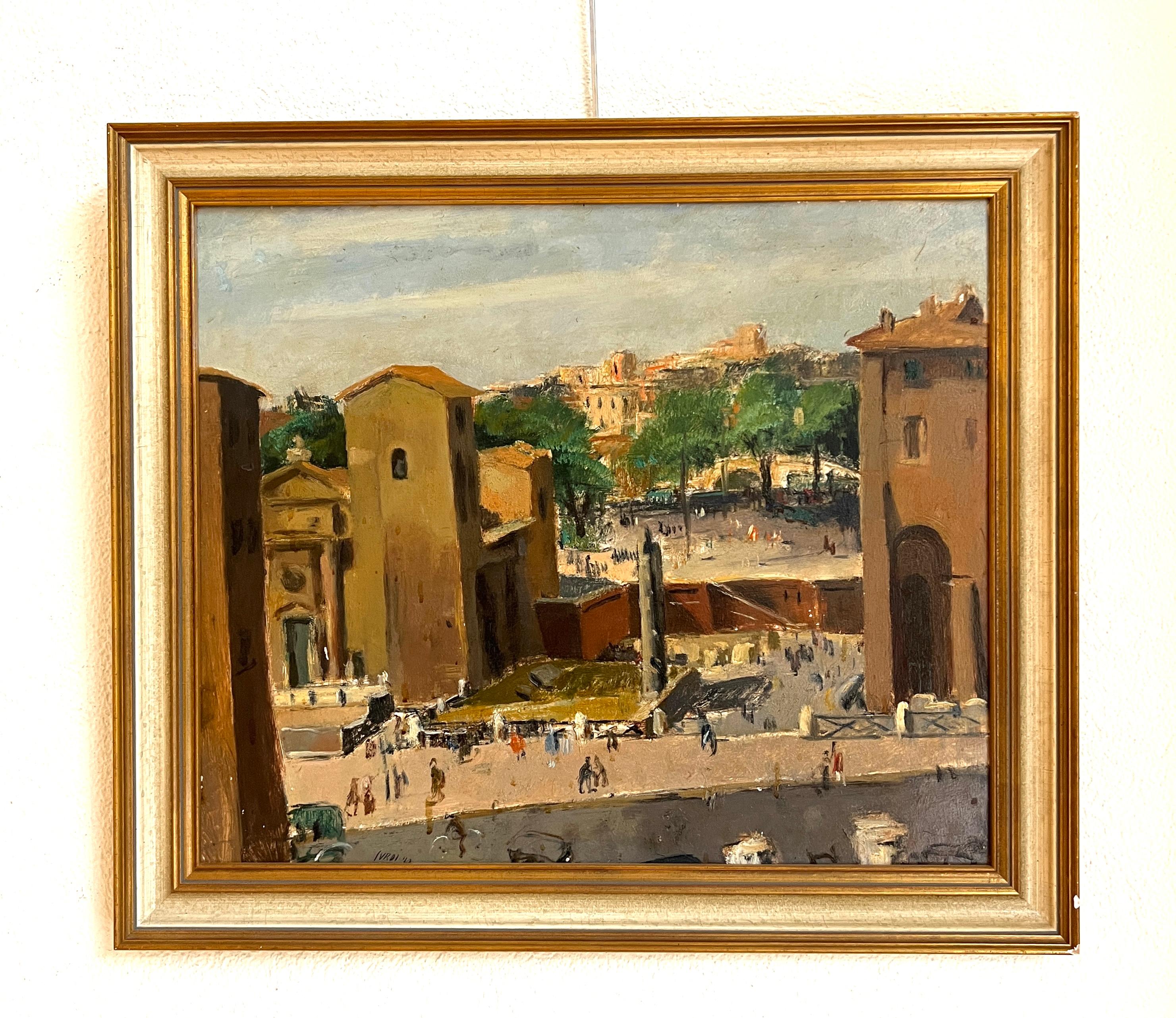 Monte Savello, Roma - Painting by Luigi Surdi
