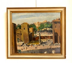 Monte Savello, Roma Oil Painting, Italian School, Framed, 1940s