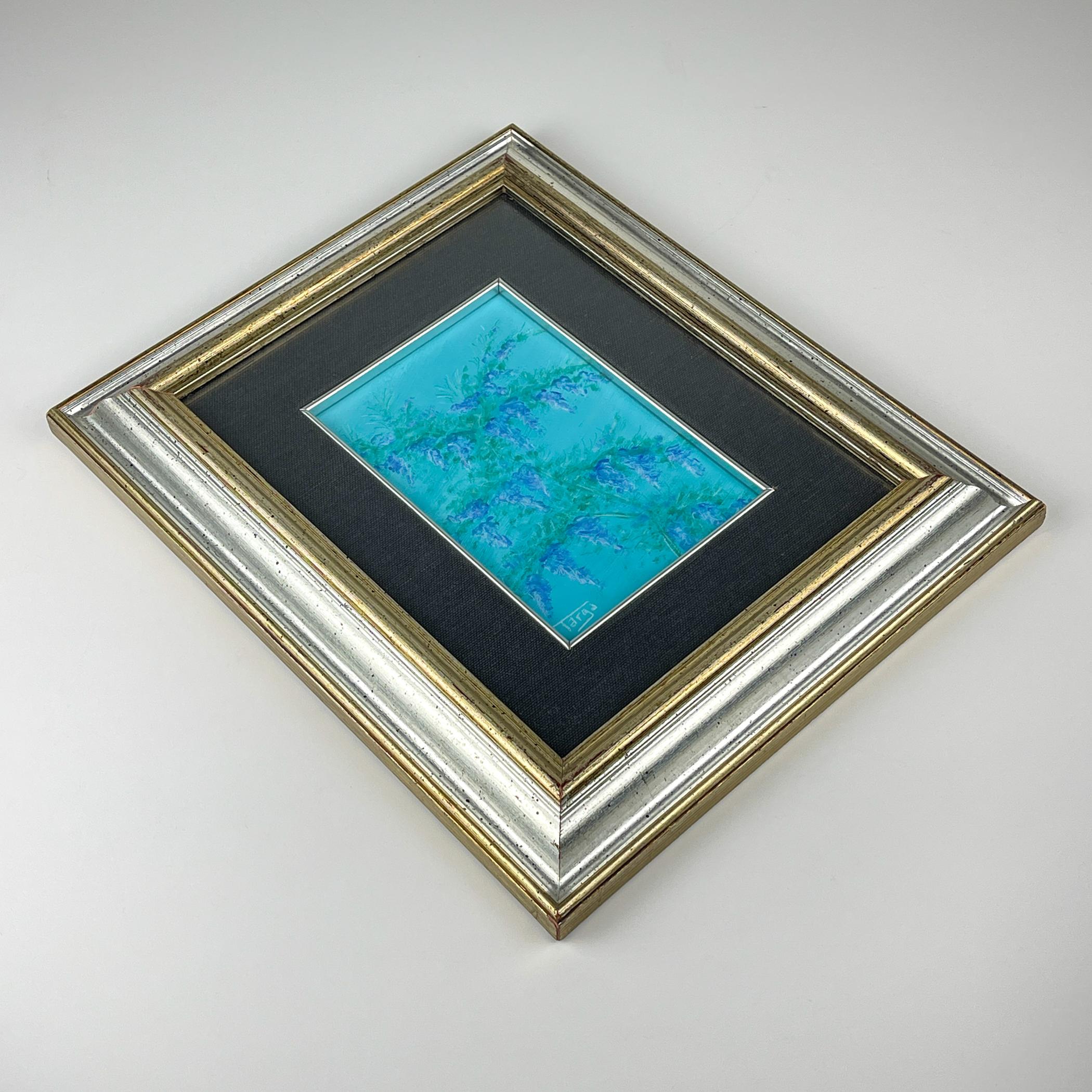 Luigi Targa, Blaue Blumen, Padua, Italien 1970er Jahre, Öl auf Leinwand, gerahmt im Angebot 3