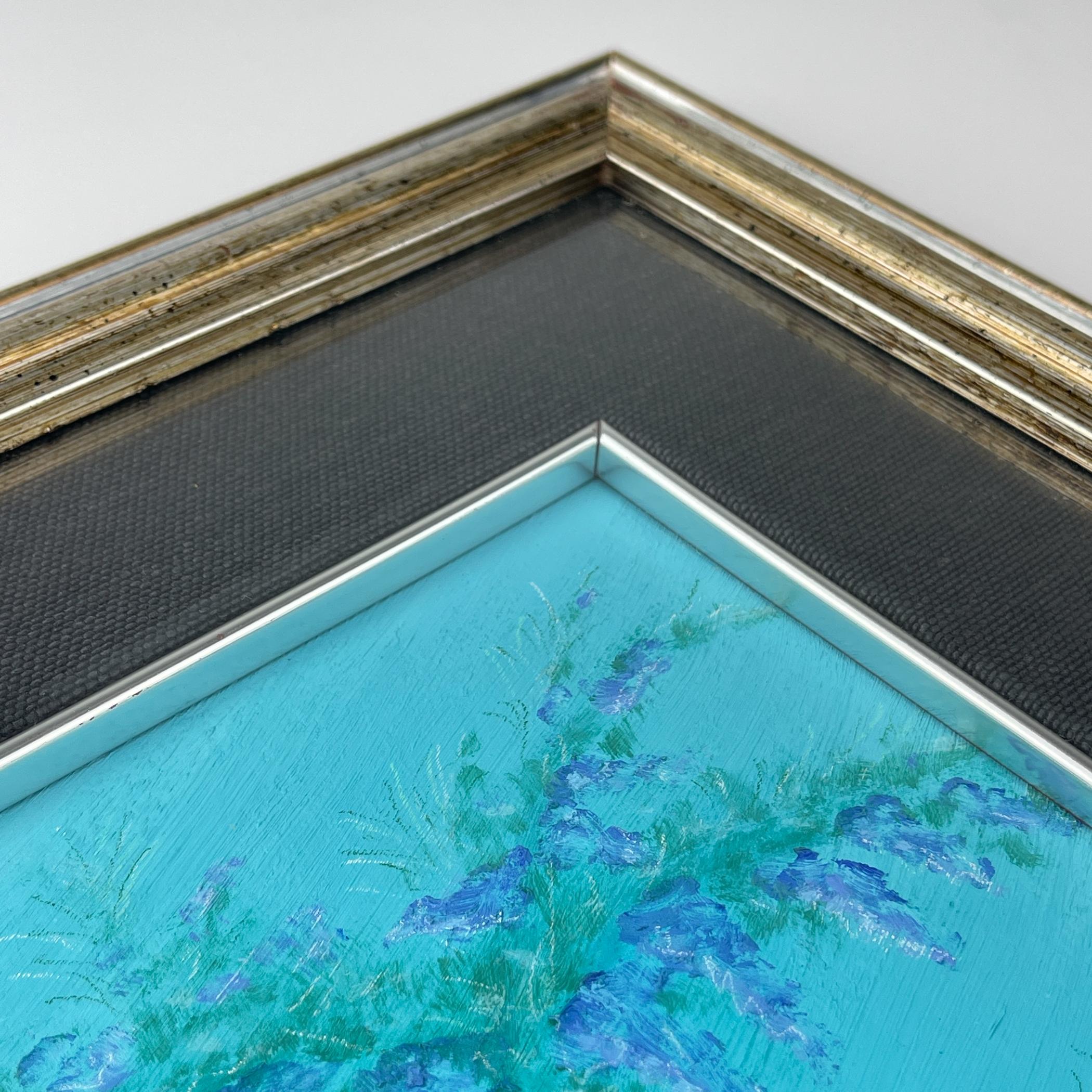 Luigi Targa, Blaue Blumen, Padua, Italien 1970er Jahre, Öl auf Leinwand, gerahmt im Angebot 6