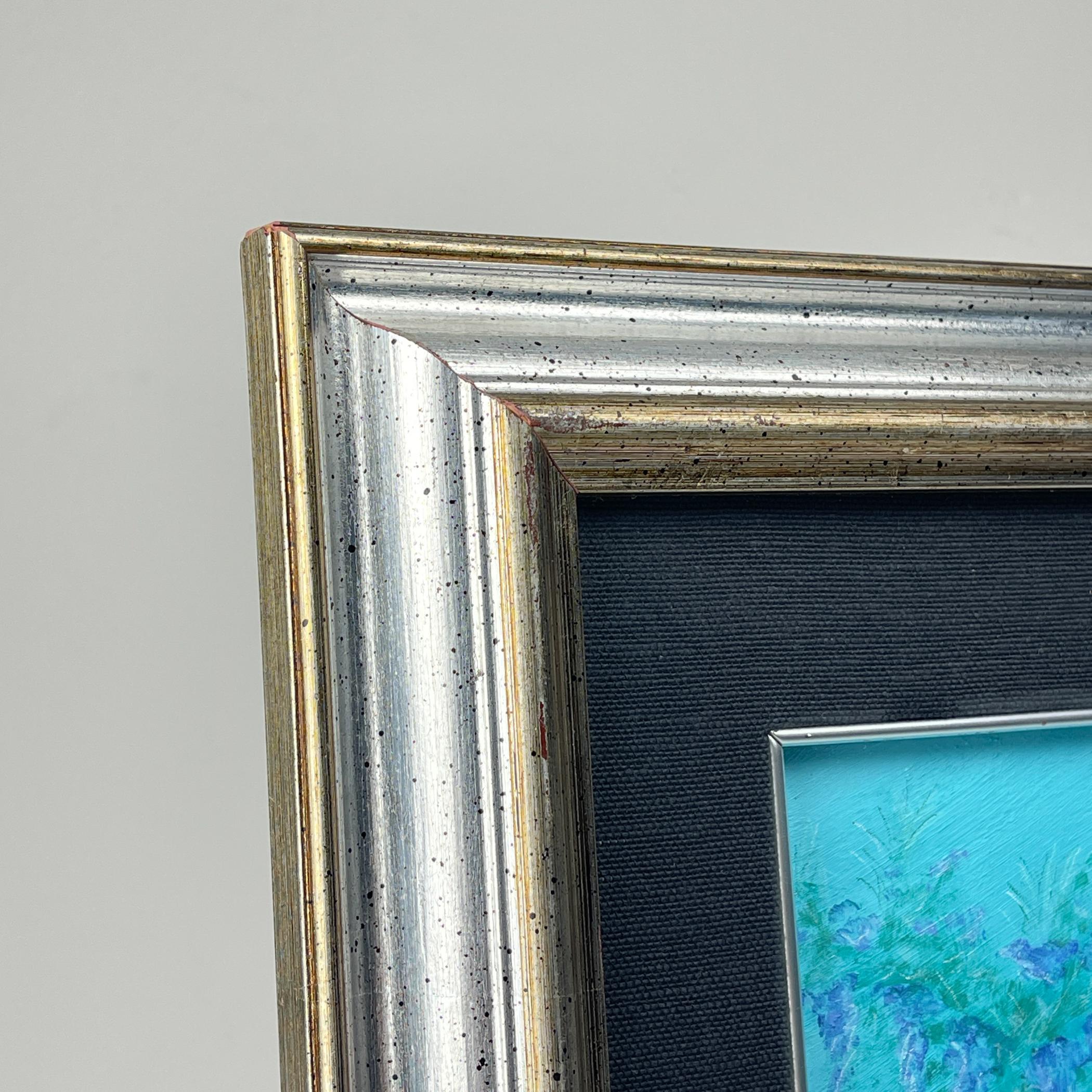 Luigi Targa, Blaue Blumen, Padua, Italien 1970er Jahre, Öl auf Leinwand, gerahmt im Angebot 8