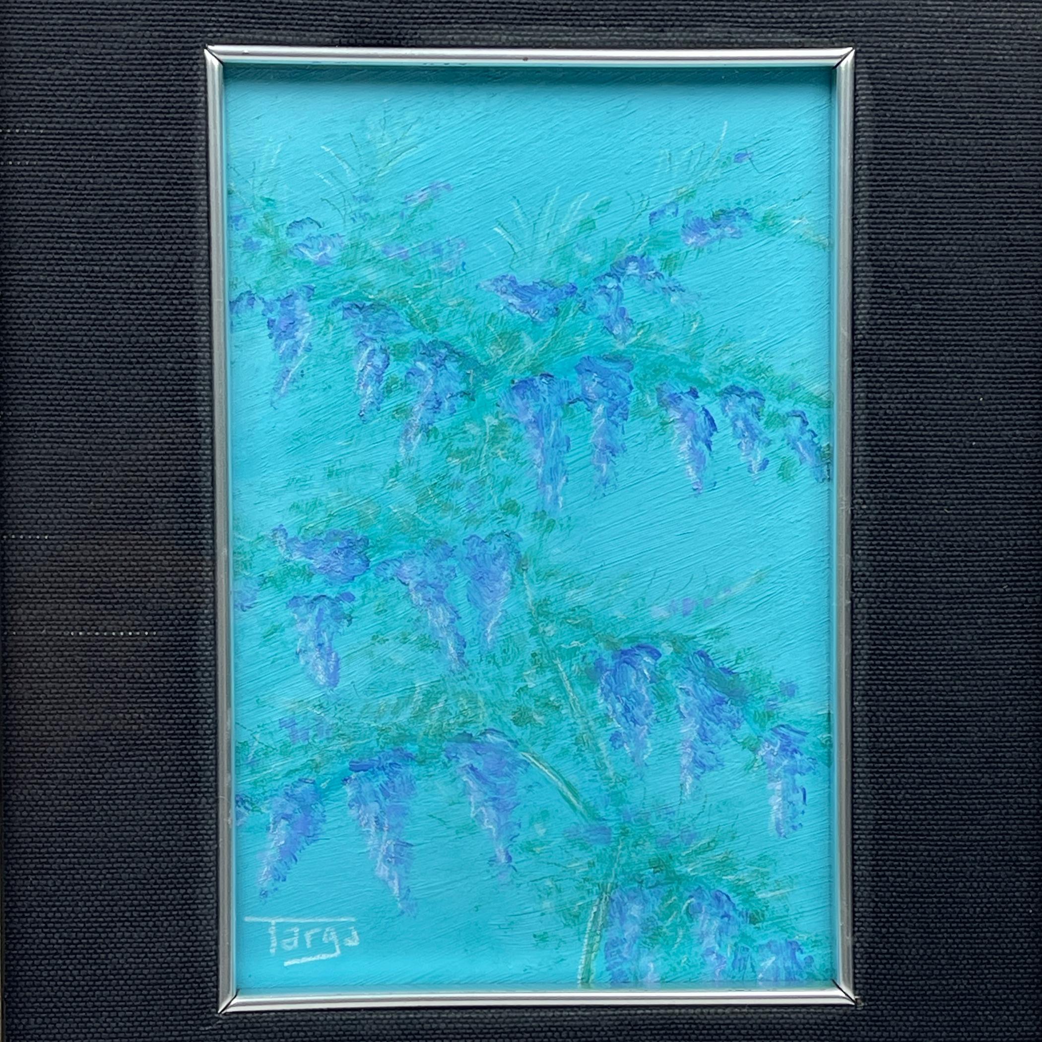 Luigi Targa, Blaue Blumen, Padua, Italien 1970er Jahre, Öl auf Leinwand, gerahmt (Moderne der Mitte des Jahrhunderts) im Angebot