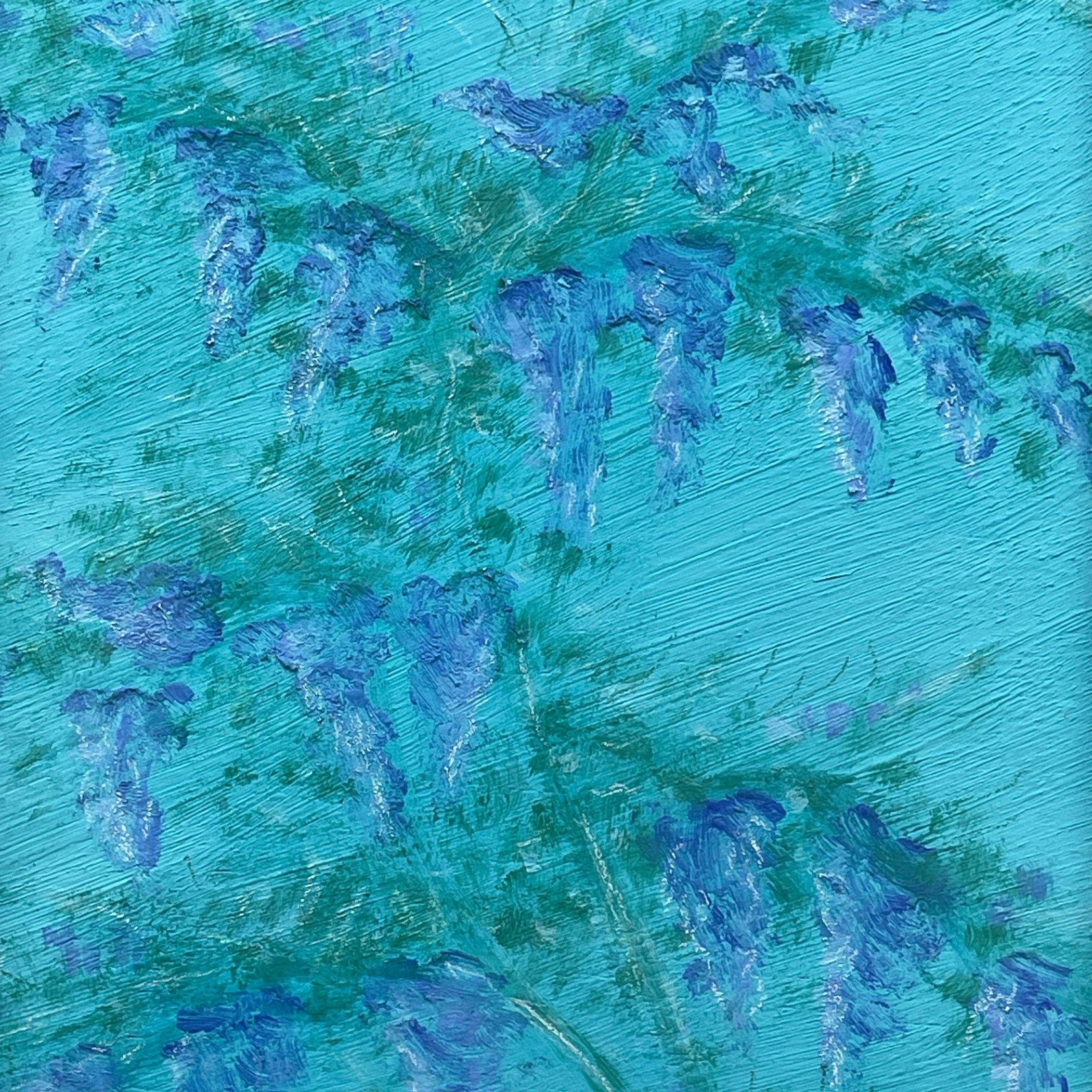 Luigi Targa, Blaue Blumen, Padua, Italien 1970er Jahre, Öl auf Leinwand, gerahmt im Zustand „Gut“ im Angebot in Miklavž Pri Taboru, SI
