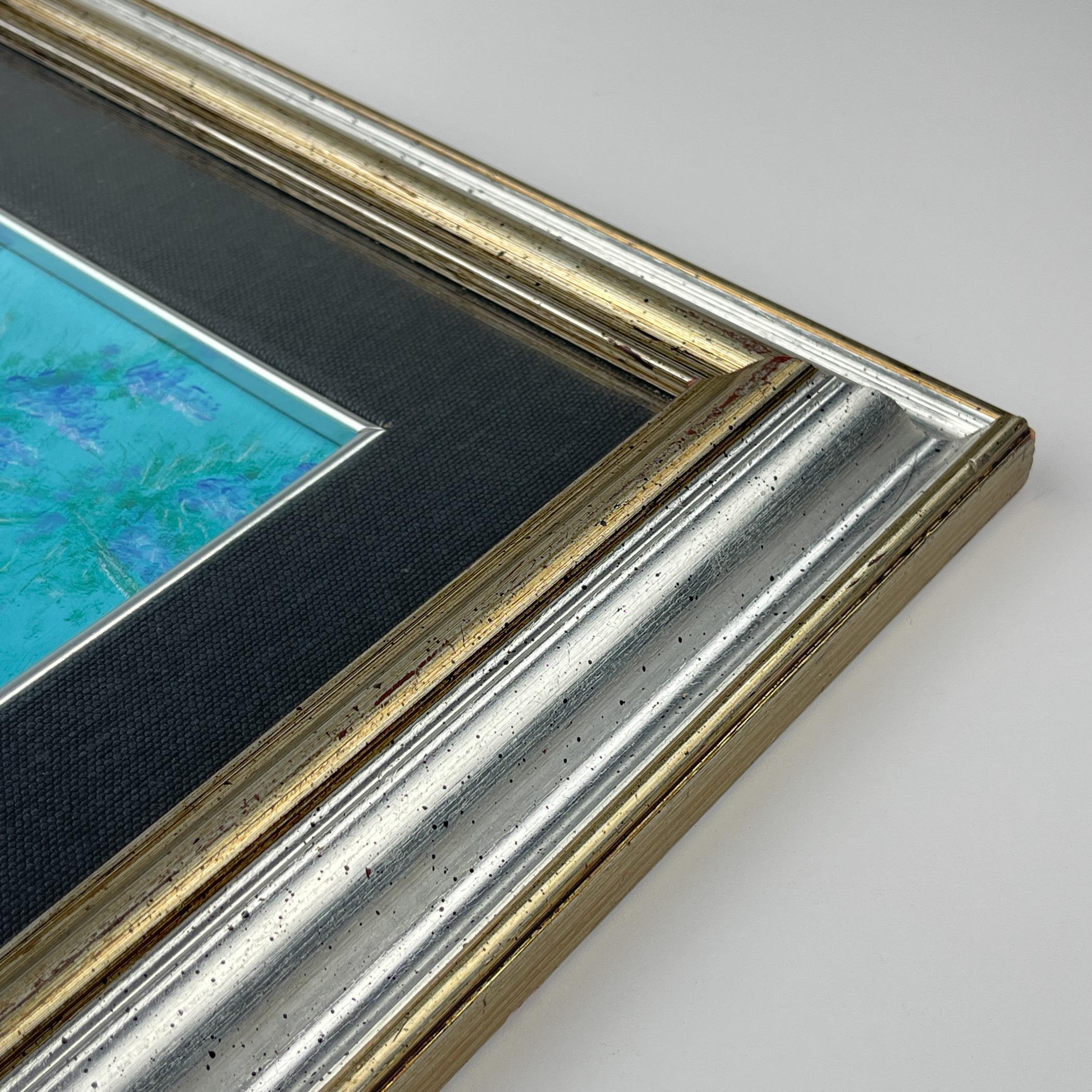 Luigi Targa, Blaue Blumen, Padua, Italien 1970er Jahre, Öl auf Leinwand, gerahmt (Farbe) im Angebot