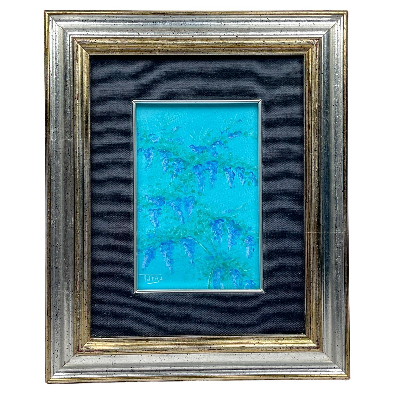 Luigi Targa, Blue Flowers, Padua, Italy 1970s, Oil on Canvas, Framed