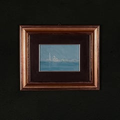 Luigi Targa, Venetian lagoon in the heavenly glare, Italy, 1970s, Oil, Framed