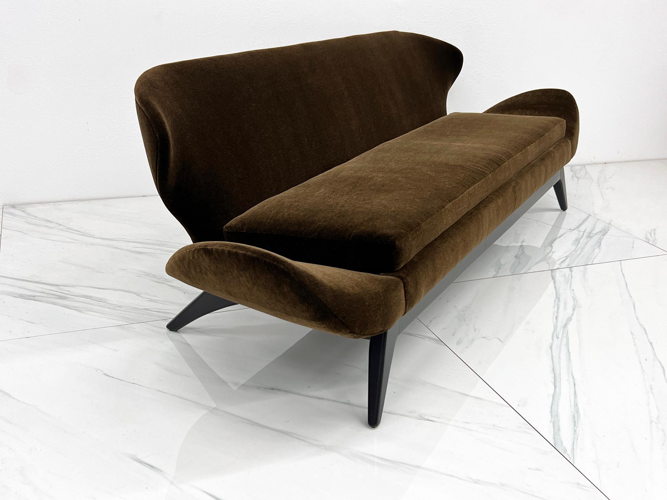 Luigi Tiengo Sofá nº 500-13 de mohair chocolate para Cimon Montreal, años 60 en venta 3