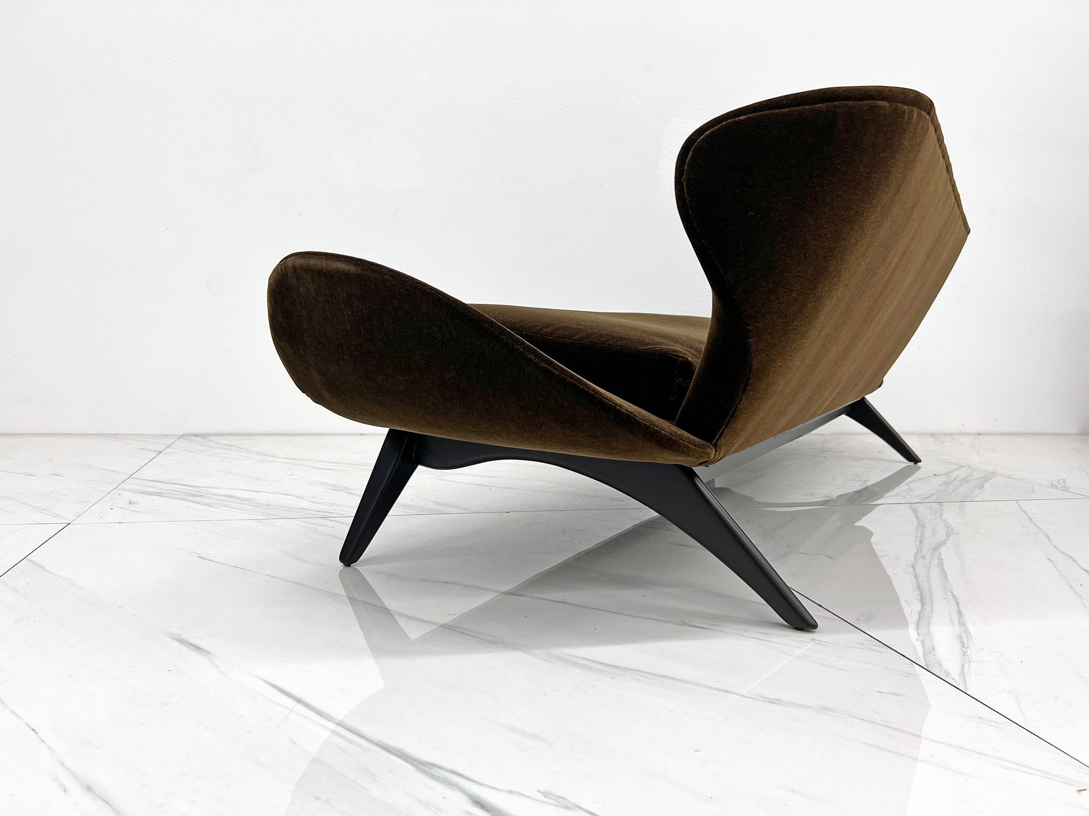 Luigi Tiengo Sofá nº 500-13 de mohair chocolate para Cimon Montreal, años 60 Ebonizado en venta