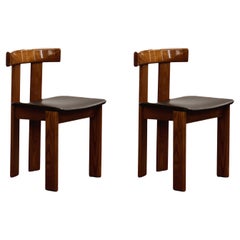 Luigi Vaghi Dining Chairs for Former, Black Leather, 1968, Set of 2