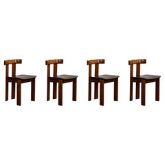 Luigi Vaghi Dining Chairs for Former, Black Leather, 1968, Set of 4
