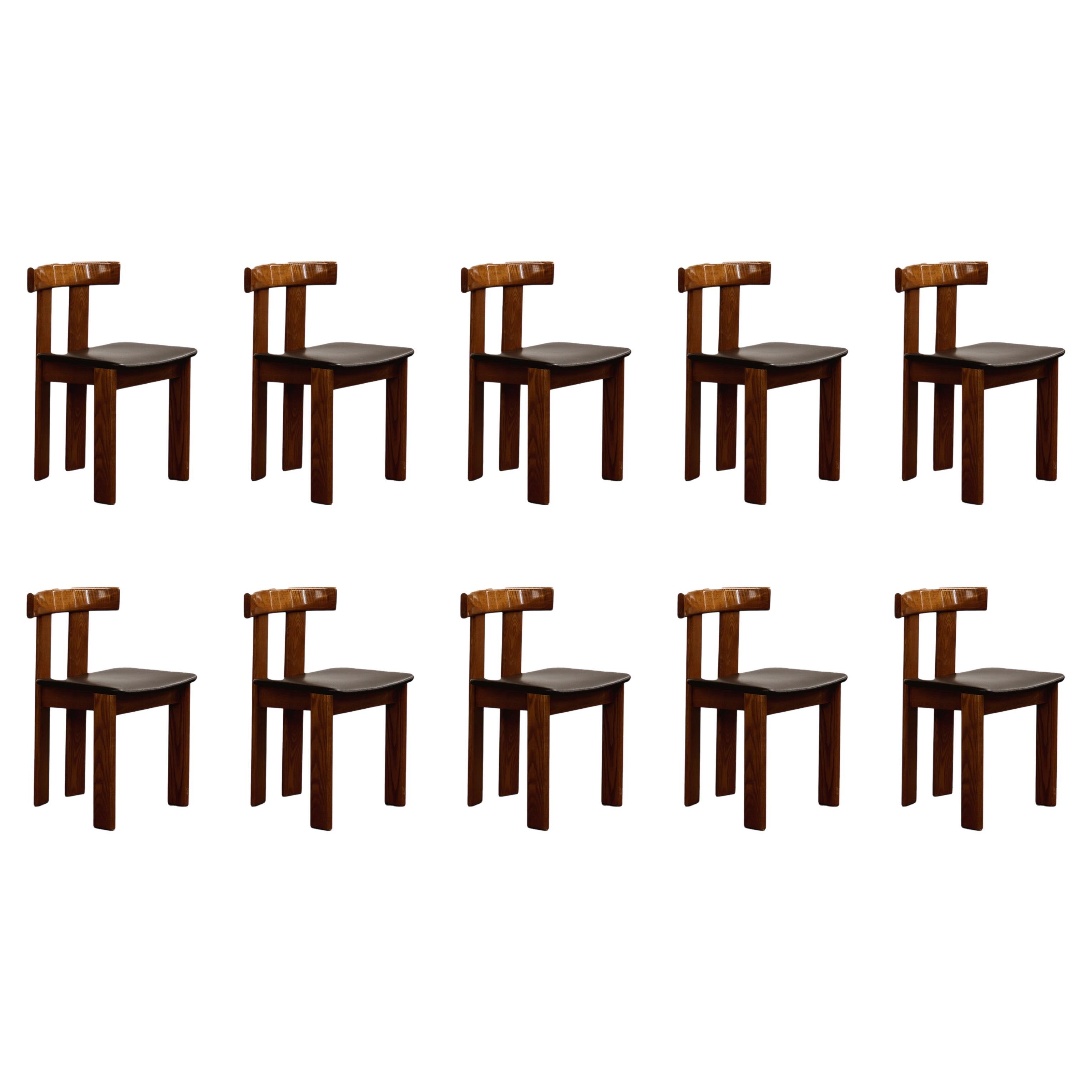 Luigi Vaghi Dining Chairs for Former, 1968, Set of 10 For Sale