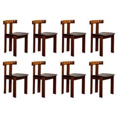 Luigi Vaghi Dining Chairs for Former, Black Leather, 1968, Set of 8