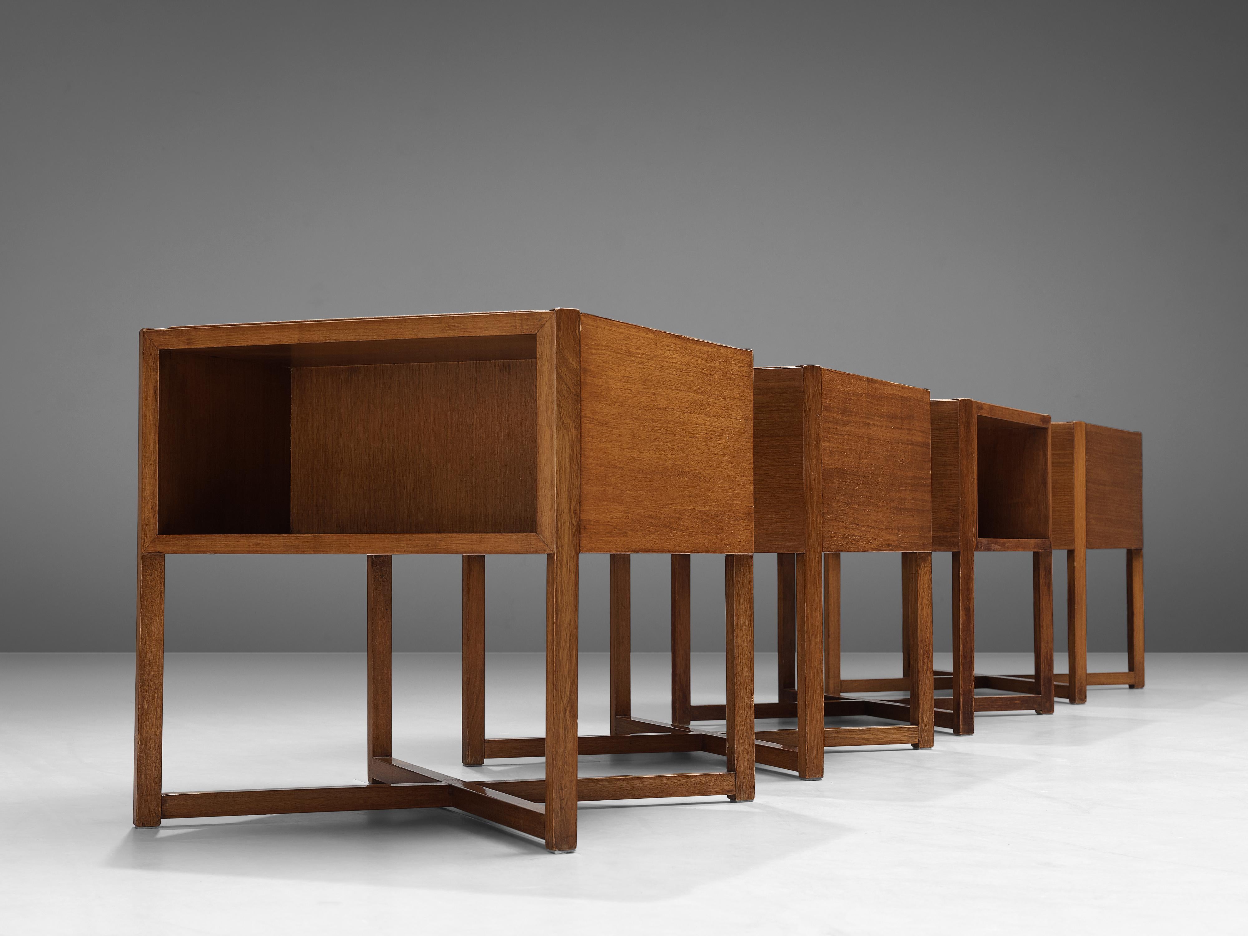 Leather Luigi Vaghi for Alfredo Borghi Cantù Set of Four Modular Coffee Tables