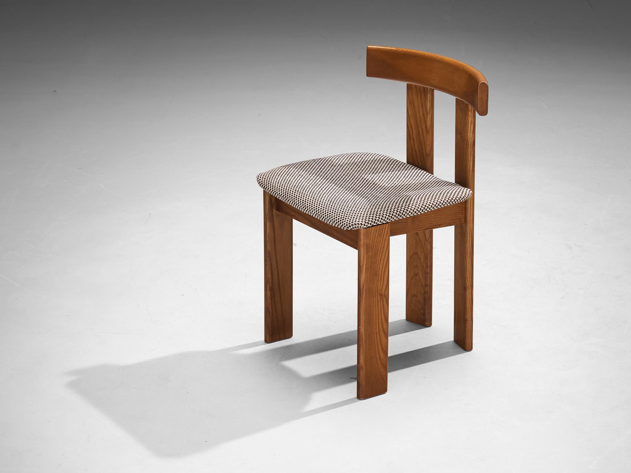 Luigi Vaghi for Former Dining Chairs in Ash and Brown Off-white Fabric 5