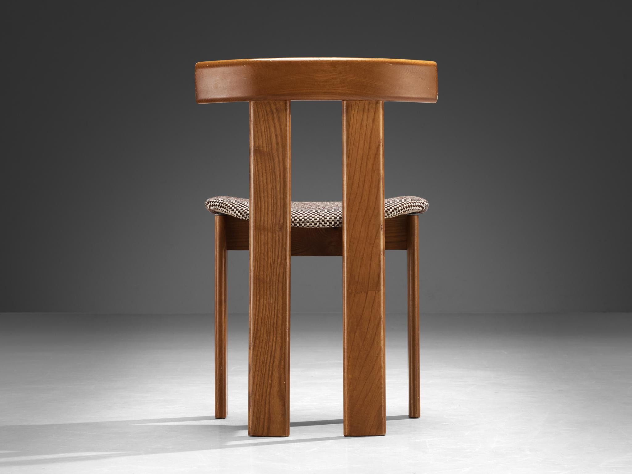 Luigi Vaghi for Former Dining Chairs in Ash and Brown Off-white Fabric 1