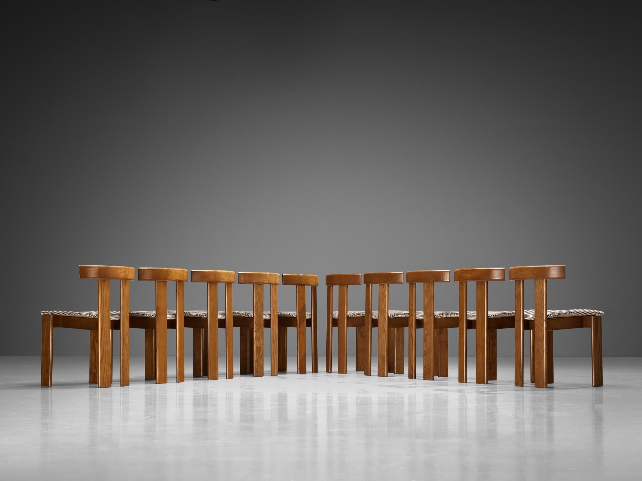 Luigi Vaghi for Former Dining Chairs in Ash and Brown Off-white Fabric 2