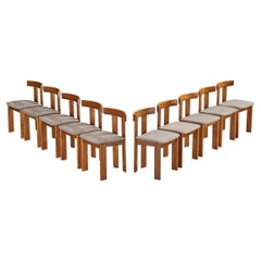 Luigi Vaghi for Former Dining Chairs in Ash and Brown Off-white Fabric