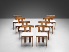 Luigi Vaghi for Former Set of Eight Dining Chairs in Ash and White Upholstery