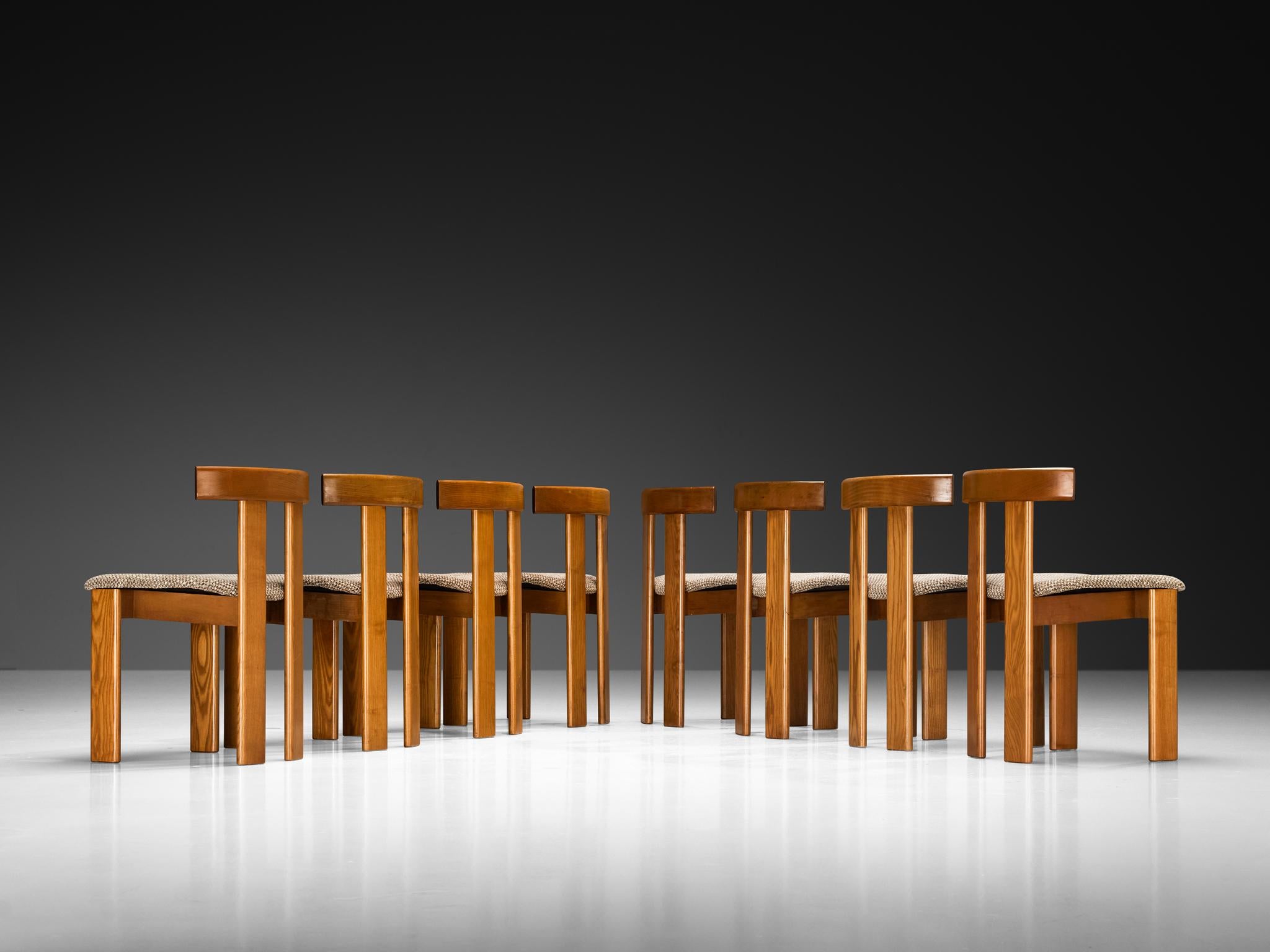 Luigi Vaghi for Former Set of Eight Dining Chairs in Ash and Woven For Sale 3