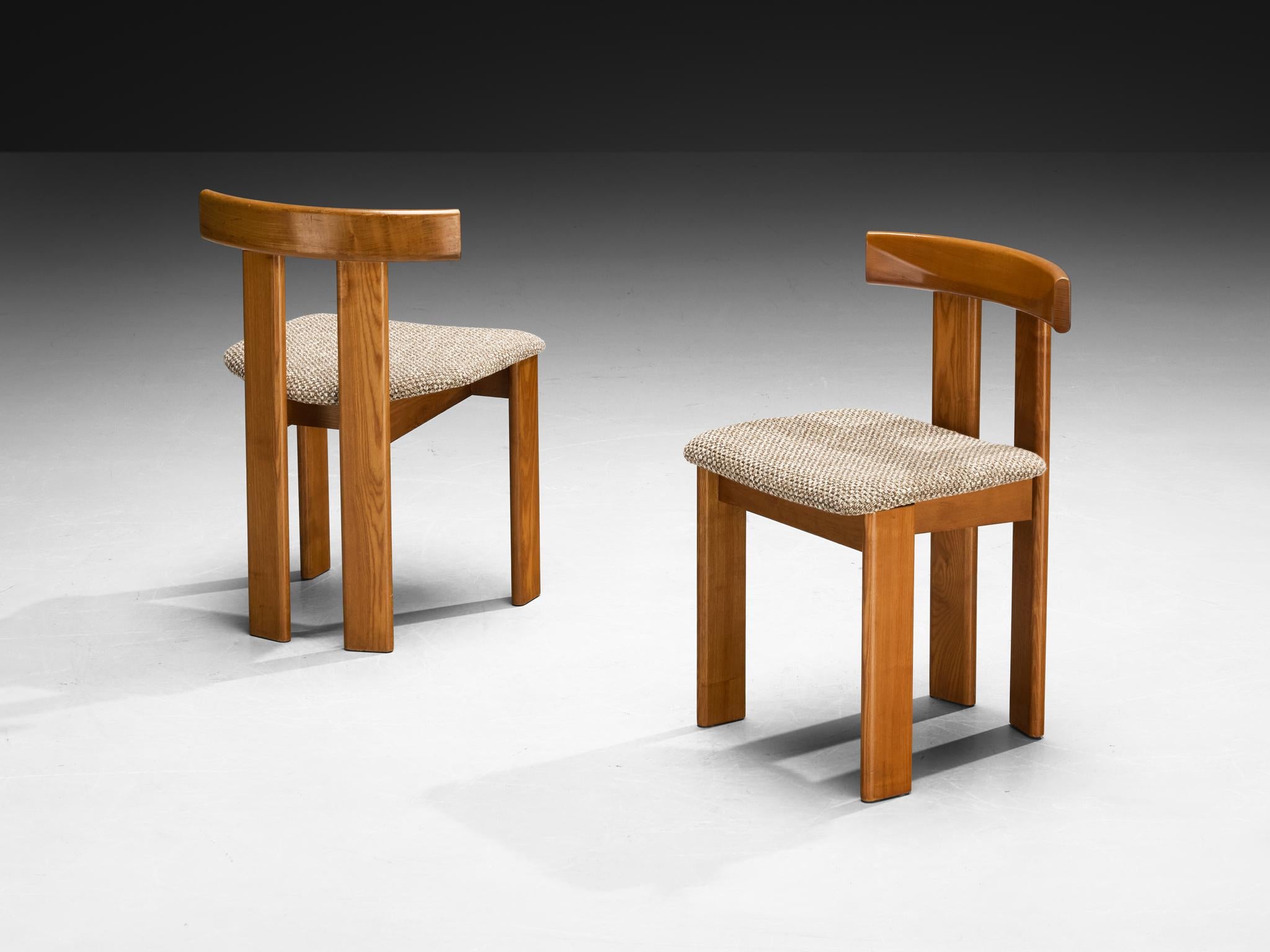 Italian Luigi Vaghi for Former Set of Eight Dining Chairs in Ash and Woven For Sale