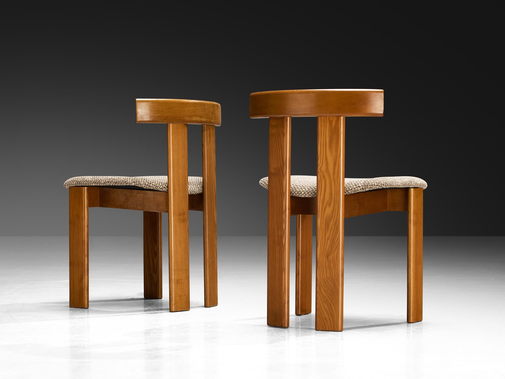 Luigi Vaghi for Former Set of Eight Dining Chairs in Ash and Woven In Good Condition For Sale In Waalwijk, NL