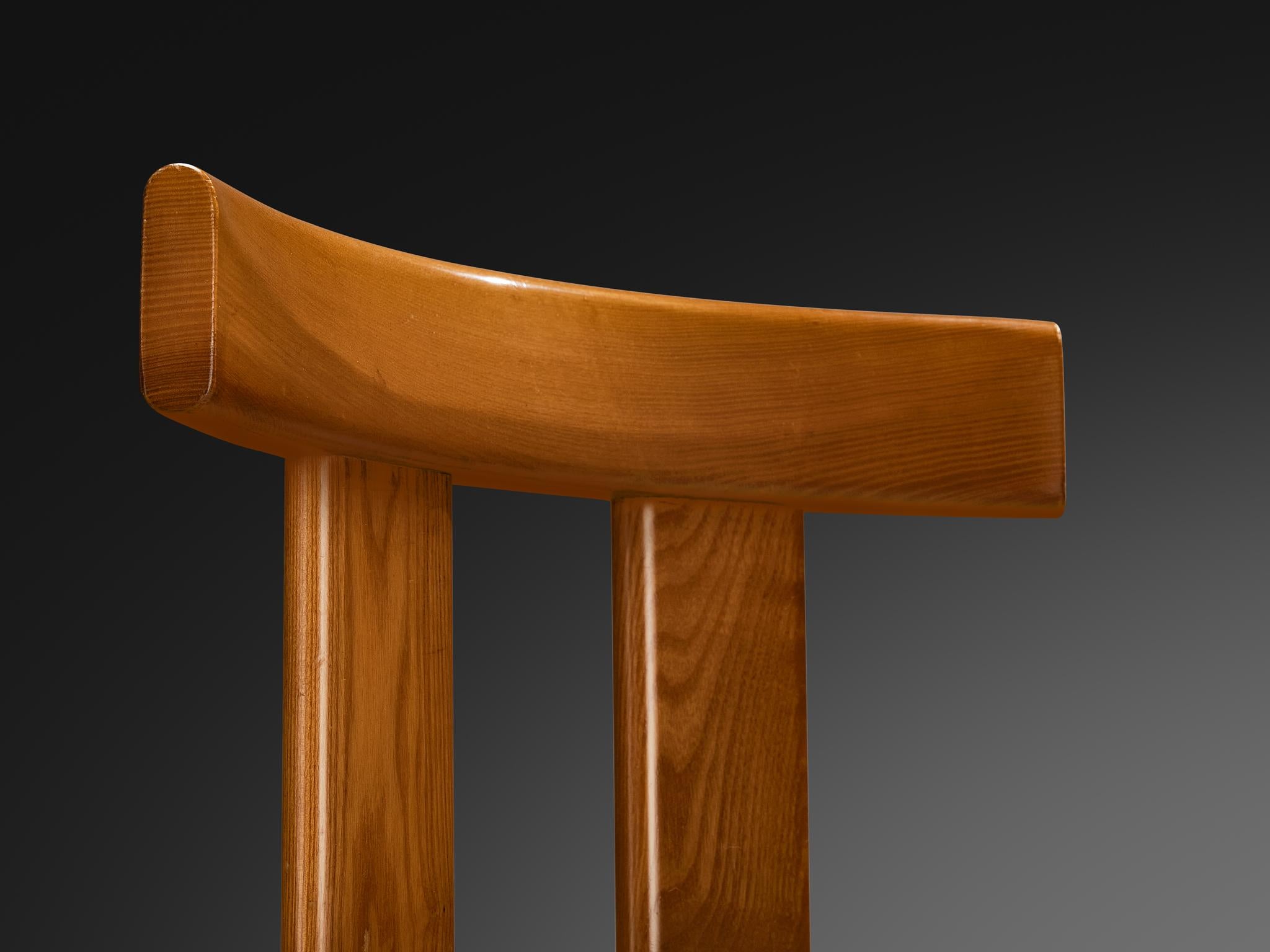 Mid-20th Century Luigi Vaghi for Former Set of Eight Dining Chairs in Ash and Woven For Sale