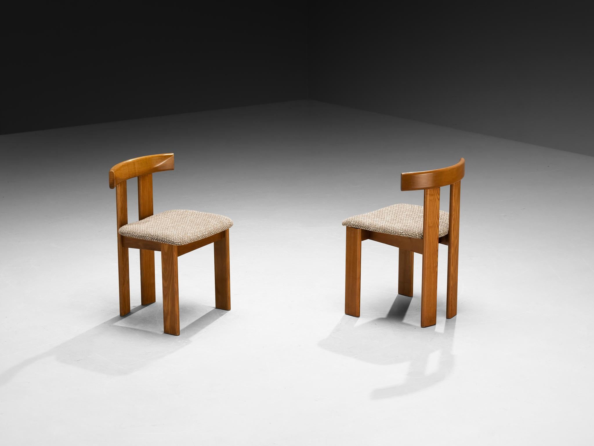 Fabric Luigi Vaghi for Former Set of Eight Dining Chairs in Ash and Woven For Sale