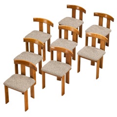 Luigi Vaghi for Former Set of Eight Dining Chairs in Ash and Woven