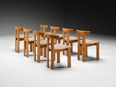 Luigi Vaghi for Former Set of Eight Dining Chairs in Ash Checkered Fabic