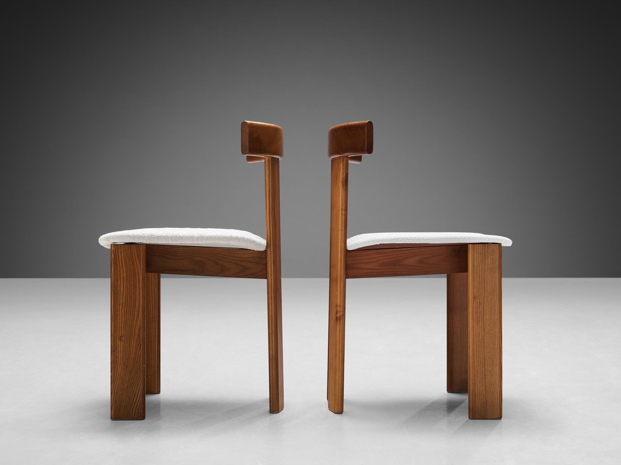 Mid-20th Century Luigi Vaghi for Former Set of Eight Dining Chairs in Ash & White Upholstery  For Sale