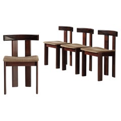 Luigi Vaghi for Former Set of Four Dining Chairs in Ash & Beige Upholstery 