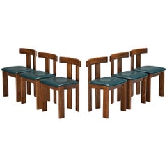 Luigi Vaghi for Former Set of Six Dining Chairs in Ash and Leatherette