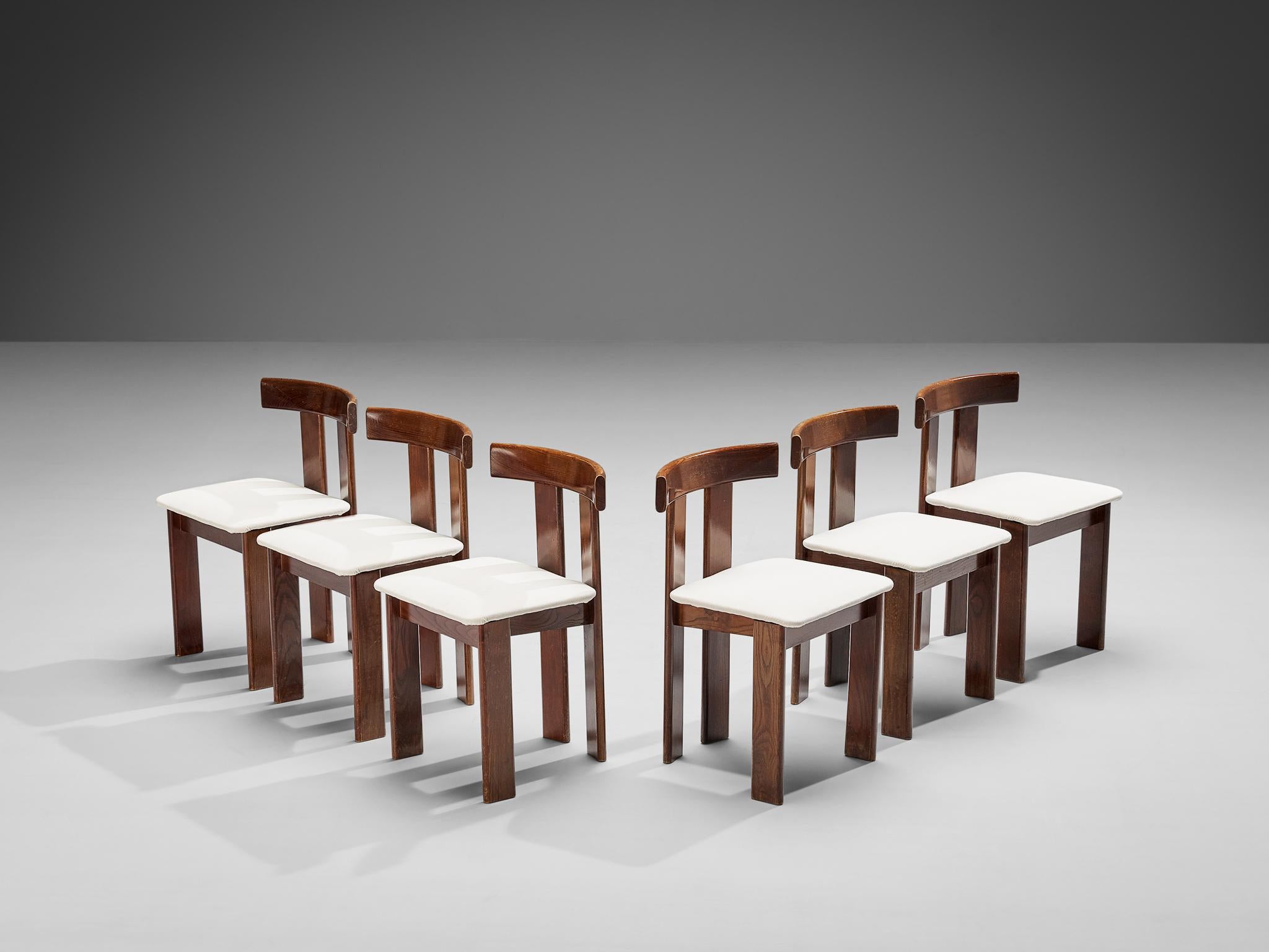 Luigi Vaghi for Former Set of Six Dining Chairs in Ash and White Upholstery  For Sale 5
