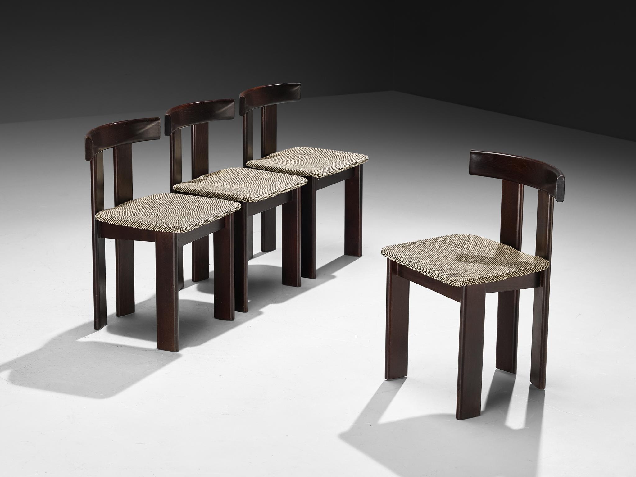 Luigi Vaghi per Fabrice, set di sei sedie da pranzo, frassino, tessuto, Italia, anni '60

Un caratteristico design a 