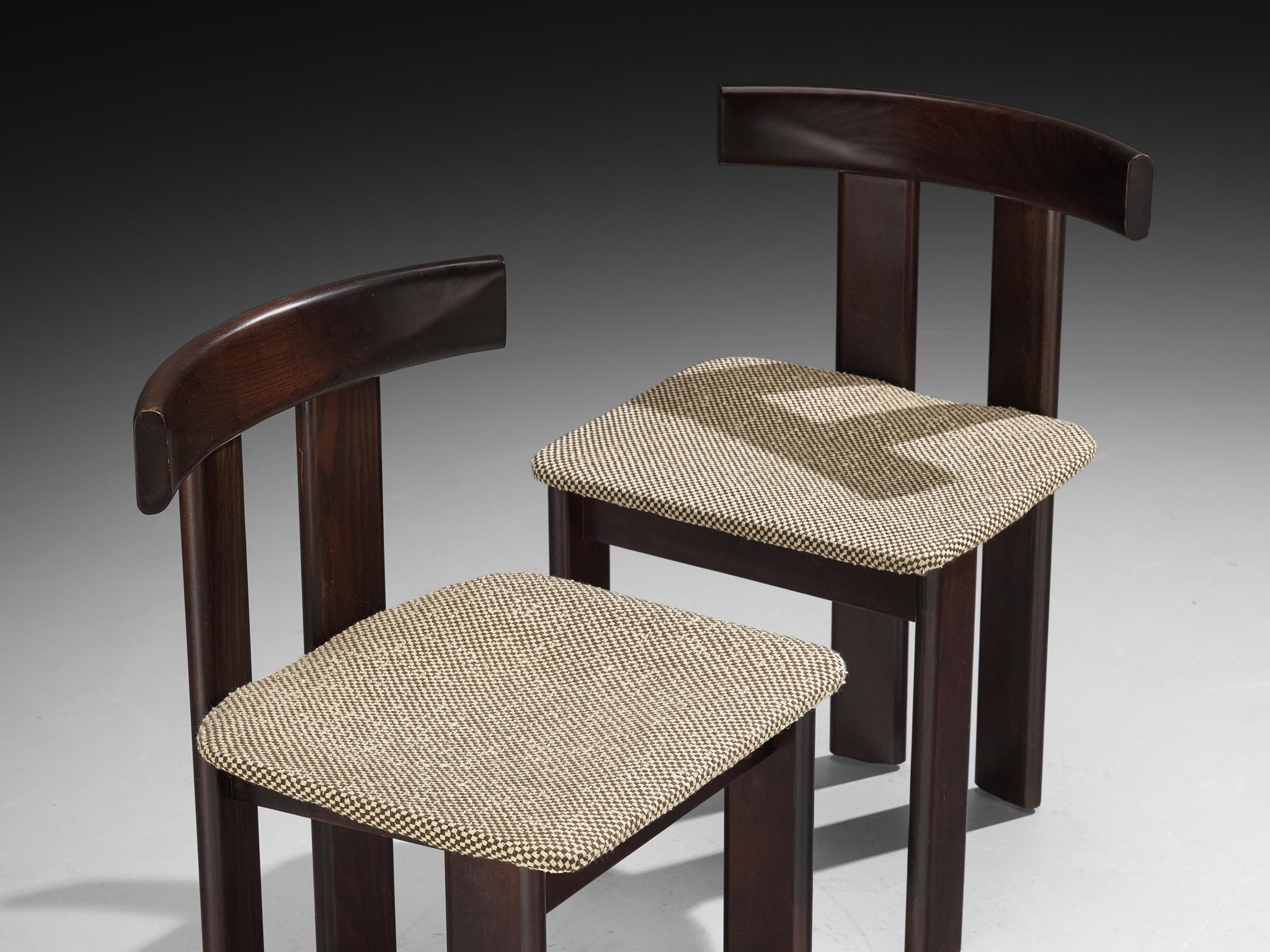 Luigi Vaghi für Former Satz von sechs Esszimmerstühlen aus Esche und gewebtem Stoff (Moderne der Mitte des Jahrhunderts) im Angebot