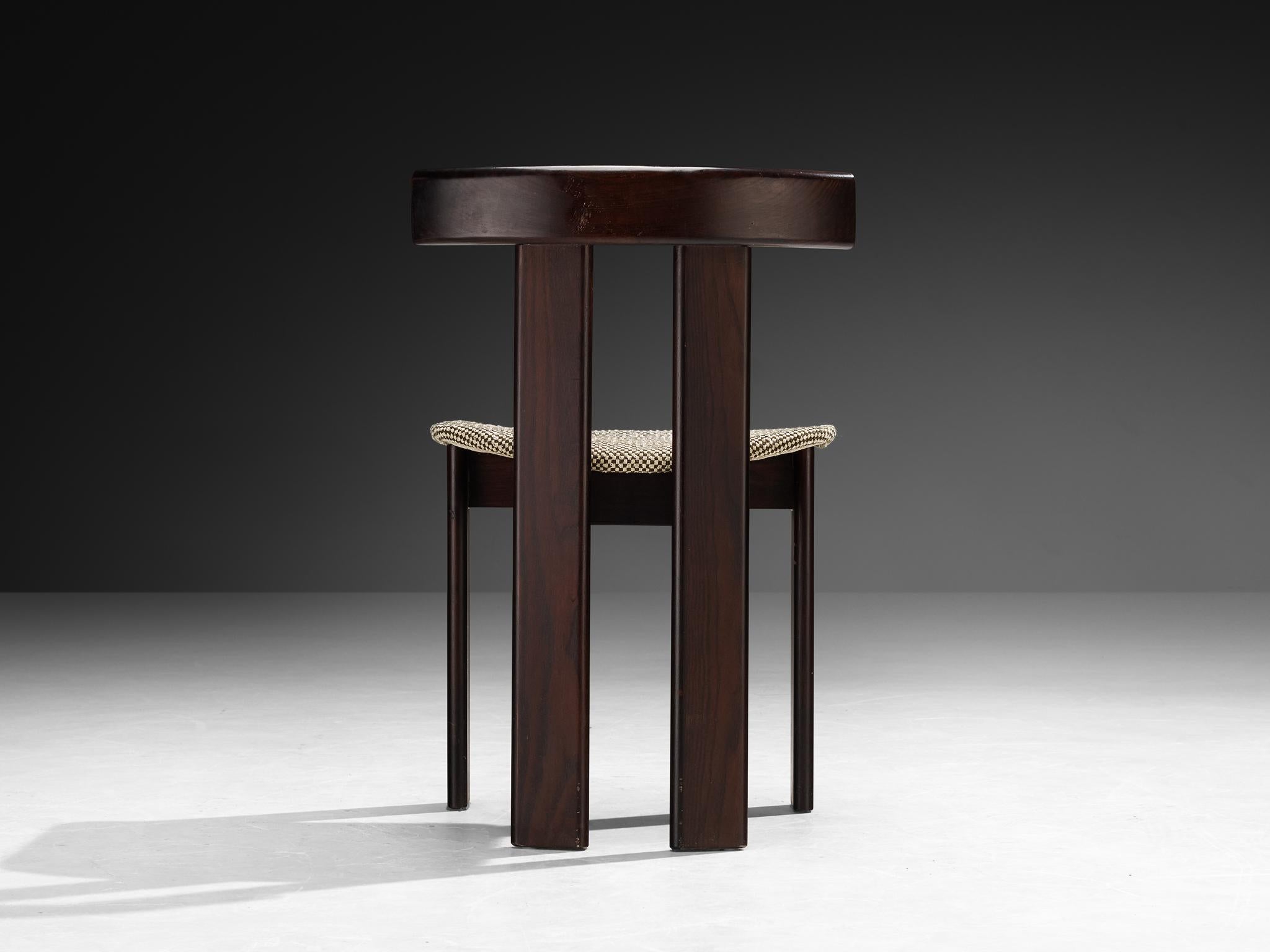 Luigi Vaghi für Former Satz von sechs Esszimmerstühlen aus Esche und gewebtem Stoff im Angebot 1