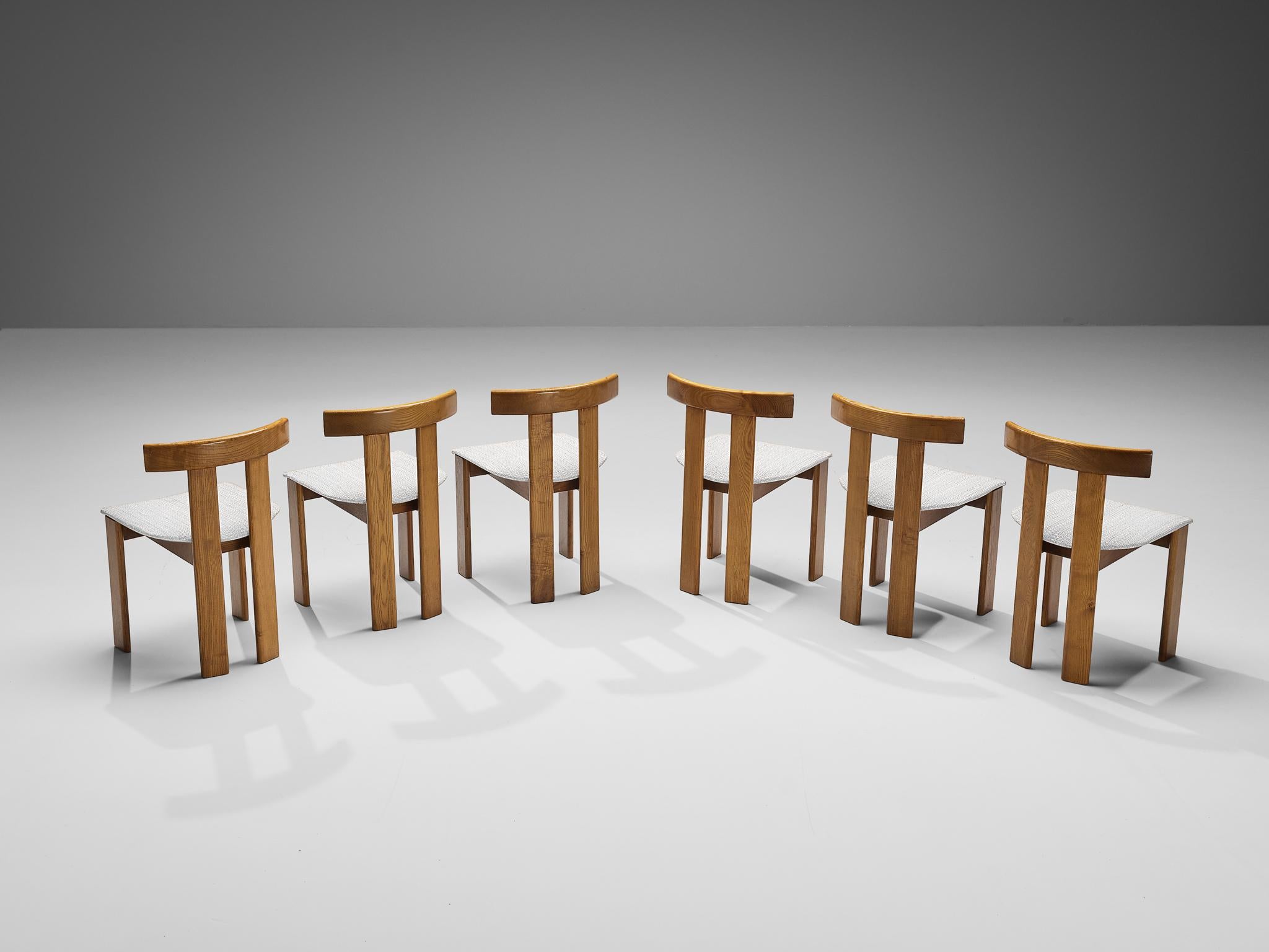 Italian Luigi Vaghi for Former Set of Six Dining Chairs in Ash  For Sale