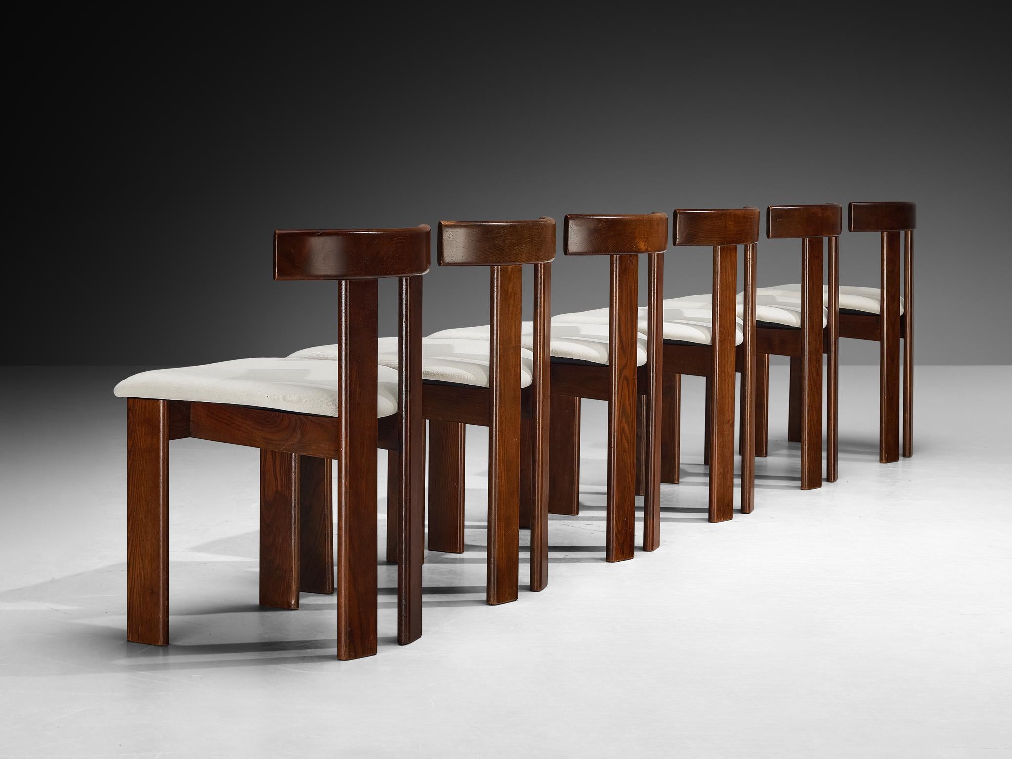 Italian Luigi Vaghi for Former Set of Six Dining Chairs in Ash For Sale