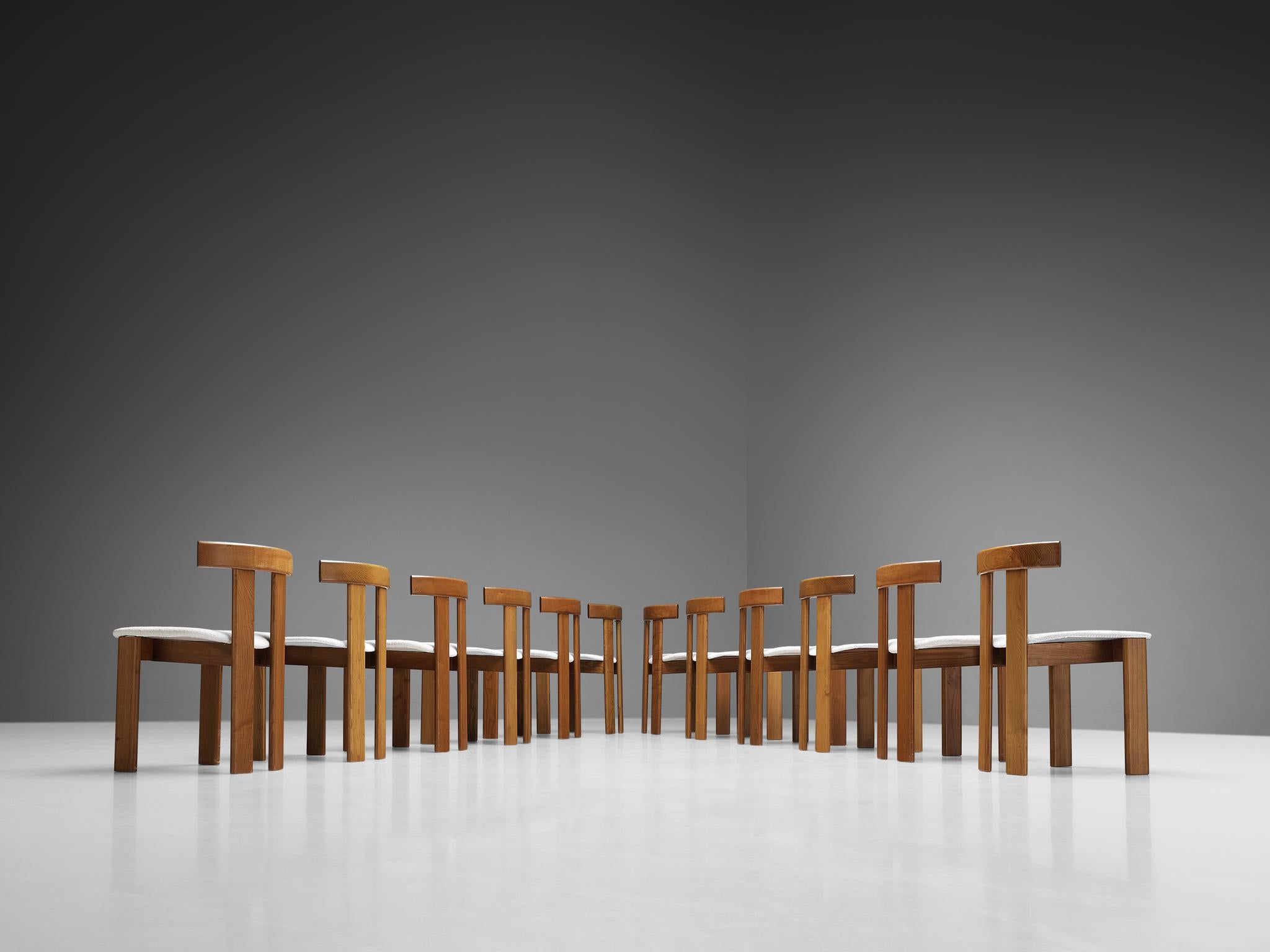Mid-20th Century Luigi Vaghi for Former Set of Twelve Dining Chairs in Ash  For Sale