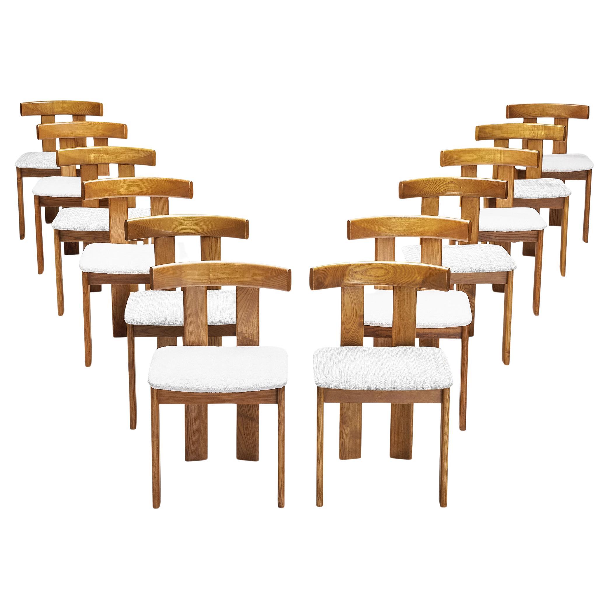 Luigi Vaghi for Former Set of Twelve Dining Chairs in Ash  For Sale