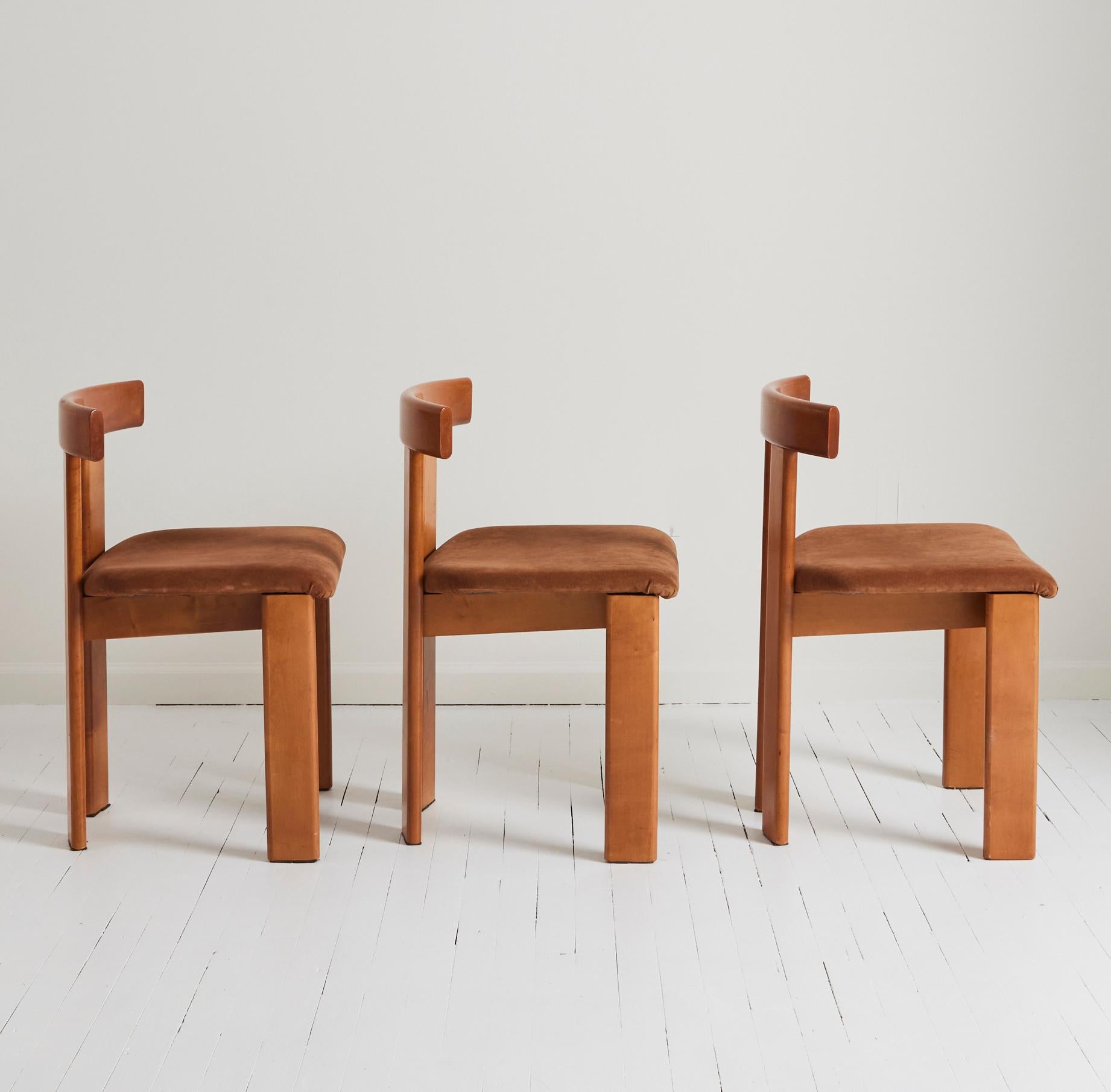 20th Century Luigi Vaghi Italian Modern Walnut Dining Chairs, 1970's, Set of 6