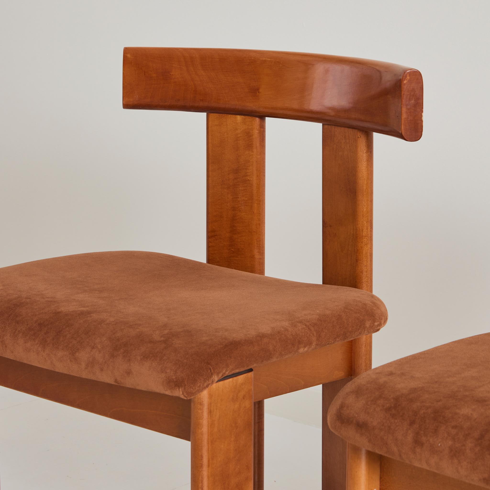 Luigi Vaghi Italian Modern Walnut Dining Chairs, 1970's, Set of 6 1