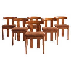 Luigi Vaghi Italian Modern Walnut Dining Chairs, 1970's, Set of 6