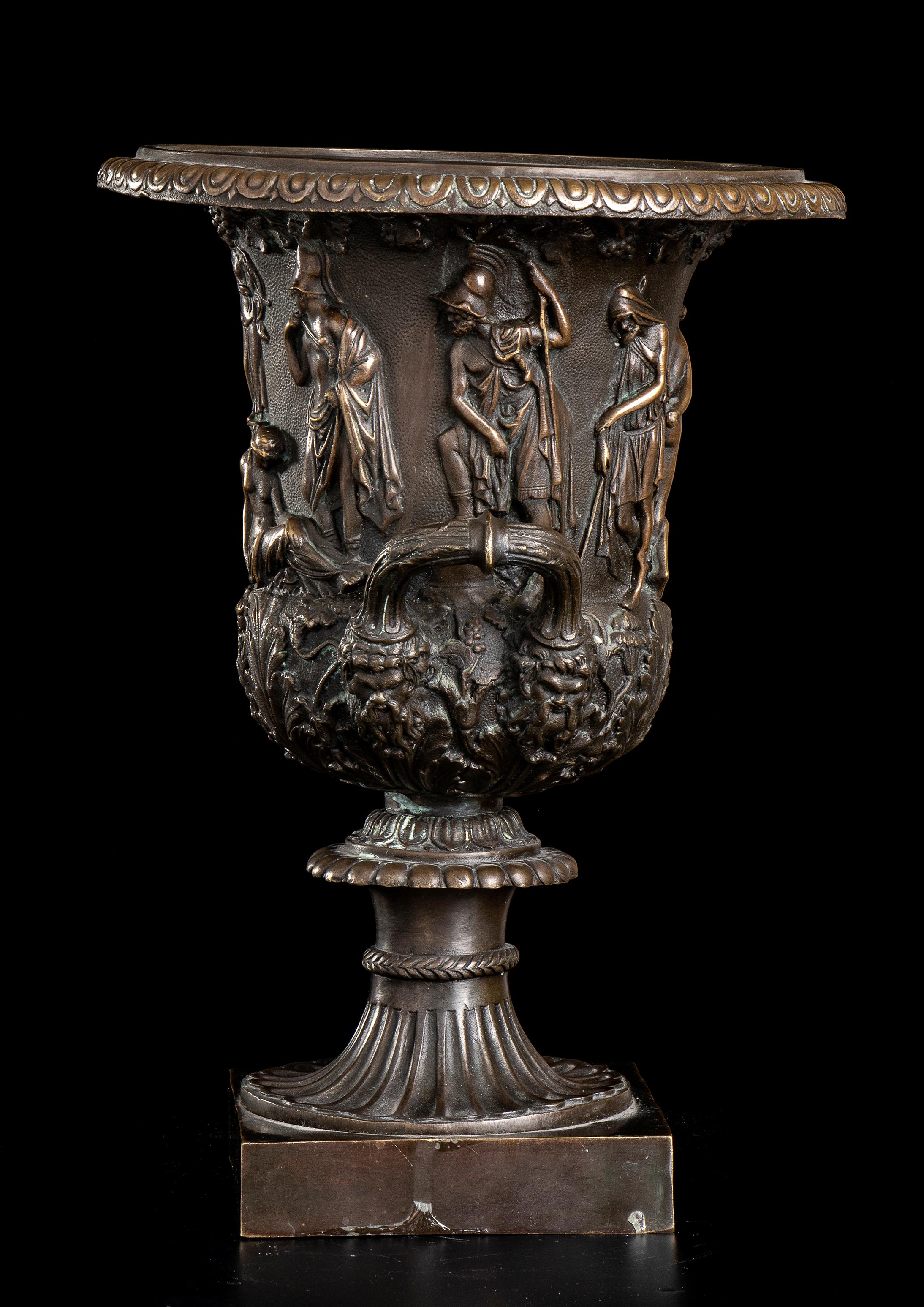 Pair Of Medici Vase Chiseled Bronze After The Antique Italian 19th Century 4
