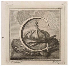 Lettera maiuscola C - Acquaforte di Luigi Vanvitelli - XVIII secolo