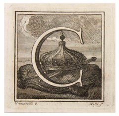 Lettera maiuscola C - Acquaforte di Luigi Vanvitelli - XVIII secolo