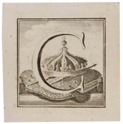 Lettera maiuscola C - Acquaforte di Luigi Vanvitelli - XVIII secolo
