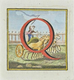 Großbuchstabe Q aus dem ... - Radierung von Luigi Vanvitelli - 18. Jahrhundert